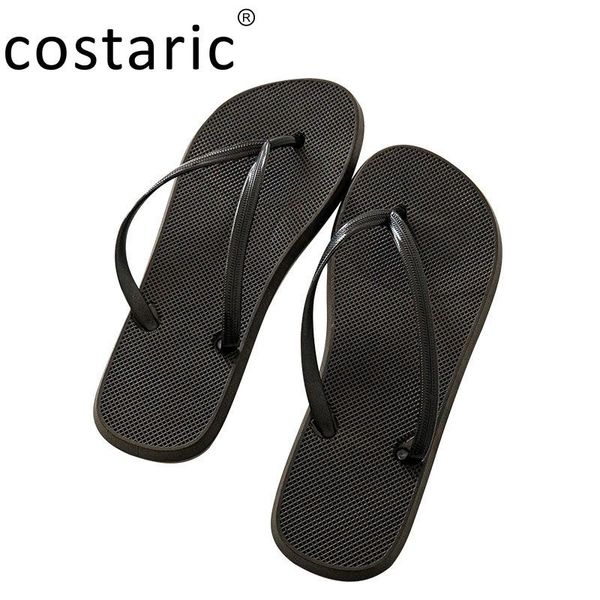 size 36-45 solid color women flip flops outdoor casual concise sandals summer light slides flat beach pvc slippers, Black